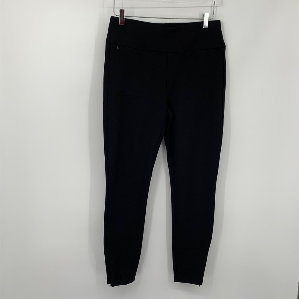 CAbi Zipper leggings black stretch knit active pull-on yoga zip pants new Medium